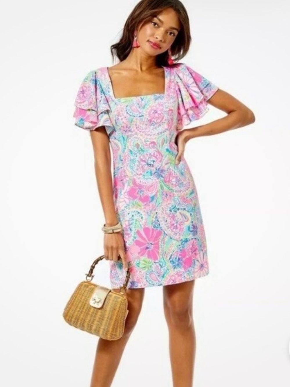 EUC Lilly Pulitzer Flock Full of Fun Anniston ruffle sleeve dress